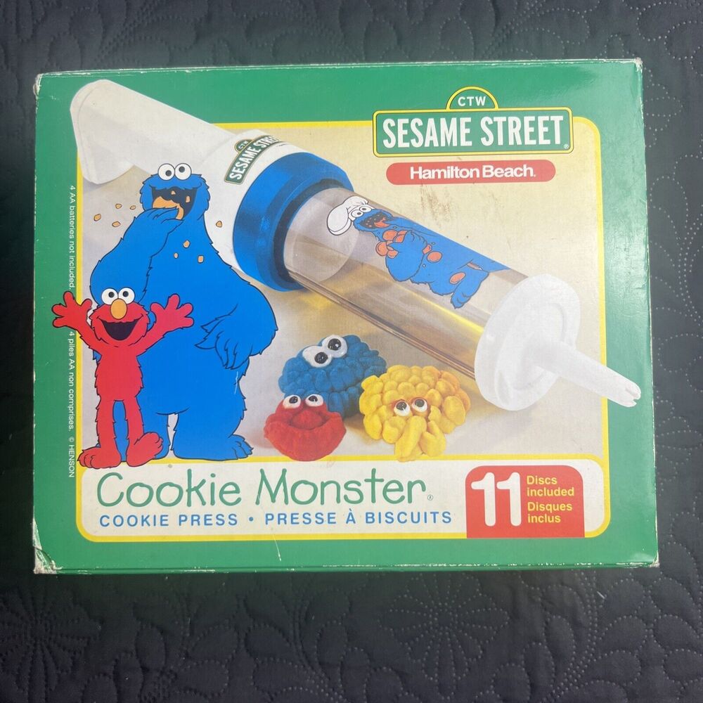 NEW Vintage Sesame Street Cookie Monster Cookie Press Hamilton Beach NIB 1998